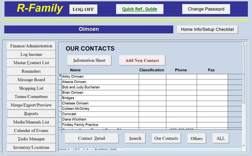 Home management database for - database,